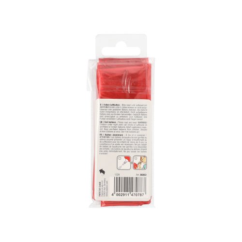 A PAPSTAR foil balloon heart red (Ø 45 cm, 1 piece) in a clear bag with instructions, barcode, and user manual - perfect for weddings or celebrations. Brand: PAPSTAR GmbH.