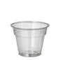 The Starpak 50 drinking cup "Hurricane" is a crystal-clear PET plastic cup with straight sides, a wide rim, and subtle embossing, depicted against a plain white background.