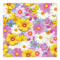 A vibrant, dense floral pattern with yellow, white, pink, and violet blossoms adorns the PAPSTAR 20 napkins (33 cm x 33 cm, 3-ply, 1/4 folded) from PAPSTAR GmbH, creating a lively image with overlapping petals.