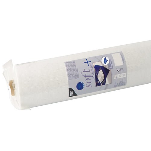 The Starpak tablecloth, fabric-like, fleece "soft selection plus" is a white tablecloth roll made of clear plastic with product information and a leaflet image on the packaging, combining durability and fabric-like feel for elegant tables.