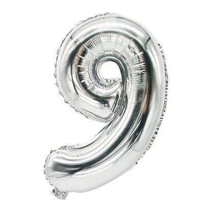 The PAPSTAR foil balloon (35 x 20 cm) in silver from PAPSTAR GmbH shows the number 9 and is perfect as a stylish decoration for special occasions.