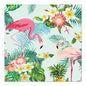 A colorful motif with two pink flamingos amidst tropical leaves, flowers, and pineapples adorns the PAPSTAR GmbH 20 napkins, 33x33 cm, 3-ply, 1/4 fold Design Set 4.