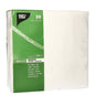 A pack of 50 PAPSTAR GmbH napkins, 1/4-fold, white, 2-ply, 33x33 cm, comes in a clear foil packaging with green and white multilingual labels.