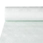 A roll of PAPSTAR GmbH paper tablecloth with damask embossing, white, 50 m long (1 roll) is partially unrolled on a surface and shows its fine checkered pattern.