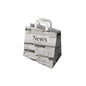 The PAPSTAR 50 carrier bags from PAPSTAR GmbH are eco-friendly paper bags with handles, featuring a black-and-white newspaper motif with headlines and articles on a white background.