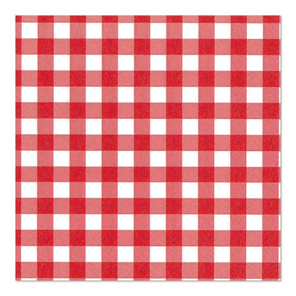 PAPSTAR 100 napkins, 3-ply (33 x 33 cm), from PAPSTAR GmbH – red and white checkered pattern in a timeless design, ideal for stylish table decorations.
