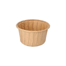 A small, round, brown PAPSTAR 50 baking molds "pure" from PAPSTAR GmbH with vertical grooves, depicted on a plain white background.