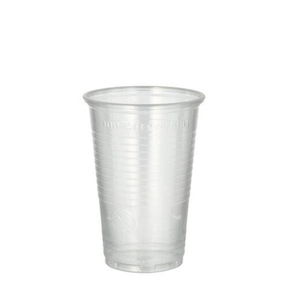 The Starpak 25 drinking cup made of PP (0.2l, Ø7.03cm, 9.9cm) is transparent with horizontal grooves and a slightly flared rim - ideal for on the go.