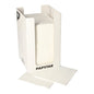 A white cardboard dispenser with the inscription "PAPSTAR GmbH" contains a stack of PAPSTAR 100 napkins, 2-ply "PUNTO" 1/4-fold, 20x20 cm; two napkins are partially pulled out and placed in front of the box.