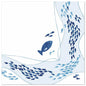 A stylized illustration of small and large blue fish on white adorns the PAPSTAR 50 napkins "ROYAL Collection" 1/4-fold 40 x 40 cm design by PAPSTAR GmbH.