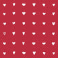 A grid of white hearts on red adorns the PAPSTAR GmbH napkins 1/4-fold, 33x33cm, heart design (50 pieces), with a contoured heart in the second row, first column amidst filled hearts.