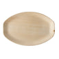 The PAPSTAR palm leaf tray "pure" oval, 37x25 cm, environmentally friendly and biodegradable (25 pieces), made from shrink wrap by PAPSTAR GmbH, is empty and photographed from above against a white background.
