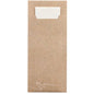 A paper sleeve PAPSTAR 520 cutlery bags (20 x 8.5 cm, 2-ply) from PAPSTAR GmbH holds a matching white napkin (33 x 33 cm) partially visible at the top and features a cutout for easy access to the integrated napkin.