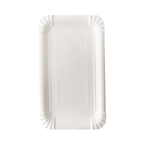 The PAPSTAR cardboard plate rectangular 13x20 cm, white, "pure" (12 pieces) by PAPSTAR GmbH offers a rectangular, eco-friendly option with ribbed edges and rounded corners - ideal for festive serving.