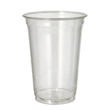 A PAPSTAR cold drink cup PLA "pure" (Ø 9.5 cm, 12.7 cm; 65 pieces) from PAPSTAR GmbH stands crystal clear and empty on a white background - ideal as a biodegradable cup for environmentally friendly cold drinks.