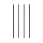Four PAPSTAR 100 paper straws (Ø 6 mm) by the brand PAPSTAR GmbH are black and white striped and arranged vertically on a plain white background.