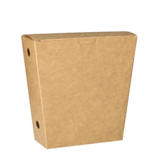 A brown "PAPSTAR French fries scoop, pure" with a hinged lid, environmentally friendly, and two side grip holes from PAPSTAR GmbH (50 pieces), photographed on a white background.