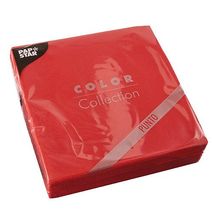 The sealed package containing 30 two-ply “PUNTO” napkins (38 x 38 cm, 1/4-fold) from the PAPSTAR This GmbH with a polka-dot design is ideal for a stylish table decoration. The reflective plastic sleeve keeps it fresh and vibrant.