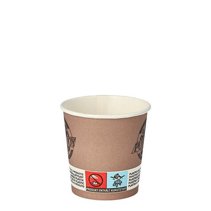 A single PAPSTAR purple "Pure Joy" paper drinking cup (Ø 6 cm, 20 pieces) by PAPSTAR GmbH stands upright on a white background, showing its purple exterior, white interior, and branding at the bottom.