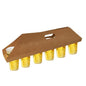 The PAPSTAR carrying trays "pure" 12x9.5 cm in brown hold 6 cups and feature an upper grip slot for easy carrying. Made by PAPSTAR GmbH, each pack contains 30 eco-friendly cardboard trays wrapped in shrink film.