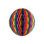 The flame-retardant honeycomb ball from PAPSTAR GmbH is a round honeycomb decor with a diamond pattern in red, orange, yellow, green, blue, and purple on a white background.