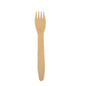 A single PAPSTAR 10 forks, wood “pure” wooden fork from PAPSTAR GmbH with a flat handle and three short prongs is depicted on a plain white background.