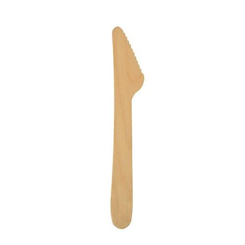 A single PAPSTAR 10 knife, wood "pure" from PAPSTAR GmbH with a flat handle and partially serrated edge, depicted against a plain white background.