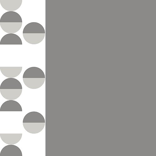 A geometric design with a large gray square, a white stripe, and repeating gray/white circles adorns PAPSTAR 20 napkins (40x40 cm, 3-ply, 1/4-fold) from PAPSTAR GmbH.