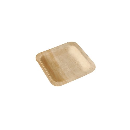 The PAPSTAR 50-piece finger food tray made of wood "pure" by PAPSTAR GmbH, small, square, and flat, made from eco-friendly materials, presented on a plain white background.