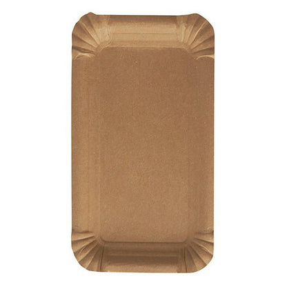 A rectangular, white, eco-friendly PAPSTAR 250 plate "pure" by PAPSTAR GmbH made of virgin fiber cardboard with slightly raised, ribbed edges, viewed from above on a white background.