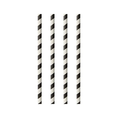 Four PAPSTAR 100 paper straws (Ø 6 mm) by PAPSTAR GmbH stand vertically in a row on a white background - a stylish, eco-friendly choice for sustainable enjoyment.