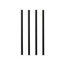 Four black PAPSTAR paper cocktail straws (7 mm x 10 cm) from PAPSTAR GmbH stand upright in a row against a white background.