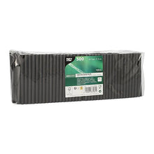 500 PAPSTAR cocktail drinking straws made of paper (7 mm, 10 cm, black) packed in clear foil by PAPSTAR GmbH. Straws made from bio-based paper, neatly stacked, are ideal for cocktails and events. Green and white label on the front.