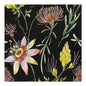 The PAPSTAR 20 napkins (33 x 33 cm, 3-ply, Set 4) from PAPSTAR GmbH feature a black background with pink passionflowers and leafy stems - a stylish choice for table decoration.