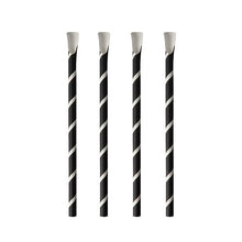 Four PAPSTAR paper straws with spoons, Ø 8 mm and 20 cm long, stand upright in a row against a white background - stylish and environmentally friendly from PAPSTAR GmbH for any occasion.