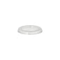 The transparent, round PAPSTAR lid for portion cups (Ø 6 cm, PLA "pure") from PAPSTAR GmbH is displayed on a white background with a flat top and raised, ribbed edge for a secure fit. Package contains 50 biodegradable lids.