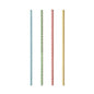 Four black-and-white striped paper straws PAPSTAR 25 (Ø 6 mm, 20 cm) from PAPSTAR GmbH are arranged vertically in a row on a white background.