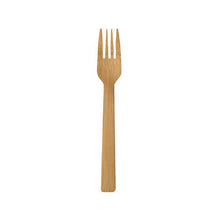 A PAPSTAR fork made of bamboo "pure", 16.5 cm, environmentally friendly by PAPSTAR GmbH with four prongs lies centrally on a white background.