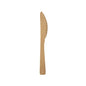 A single PAPSTAR bamboo knife "pure", 17 cm, eco-friendly and sturdy, from PAPSTAR GmbH, is shown with a straight handle and serrated edge on a white background.