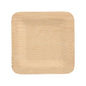 A PAPSTAR 10 plate, bamboo "pure" square from PAPSTAR GmbH, square and light brown with rounded corners, is depicted on a white background. It features a smooth surface with wood grain and is eco-friendly and biodegradable.