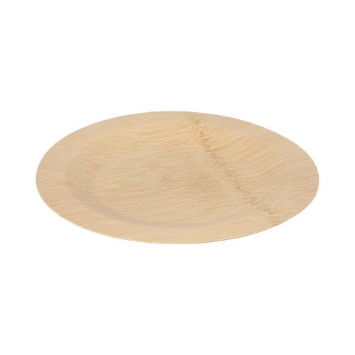 The PAPSTAR 10 plates, bamboo "pure" round from PAPSTAR GmbH is a round, light disposable plate with a smooth surface – ideal for those who value sustainable and biodegradable tableware.