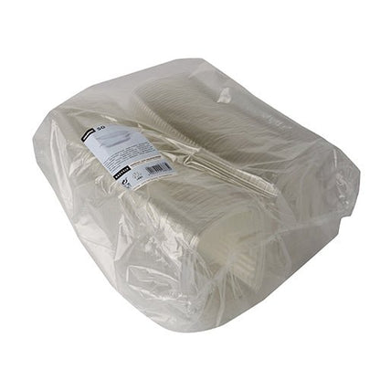 The Starpak 50 delicatessen and salad bowls with hinged lid, R-PET crystal clear oval, are delivered in a transparent, eco-friendly bag – perfect for sustainable serving of delicacies and salad dishes.