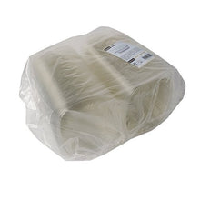 A large stack of Starpak 50 deli and salad containers with hinged lids, made of crystal-clear oval R-PET, packaged in clear plastic wrap with a white label on top.