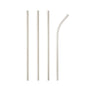 Four PAPSTAR 100 "pure" paper straws (Ø 6 mm, 20 cm) from PAPSTAR GmbH are arranged vertically on a white background; three are straight, one is bent at the top end – a sustainable alternative to plastic straws.