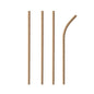 Four PAPSTAR 100 "pure" paper straws, Ø 6 mm · 20 cm from PAPSTAR GmbH stand vertically on a white background – three straight, one bent with flexible ridges. The eco-friendly alternative to plastic drinking straws.