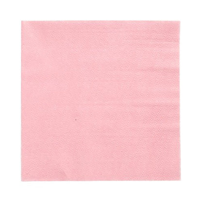 Depicted is a light pink PAPSTAR 100 napkin (33 x 33 cm, 1-ply, 1/4-fold, environmentally friendly, FSC-certified) from PAPSTAR GmbH on a white background.