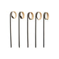 Five PAPSTAR 100 Fingerfood - Picks from PAPSTAR GmbH, each with a wavy spiral, are arranged vertically on a white background - ideal for stylishly serving finger food at parties.