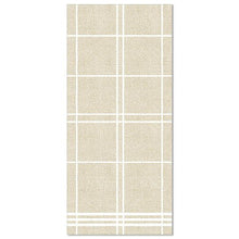 The PAPSTAR 50 napkins "ROYAL Collection" 1/6-fold 48x33 cm by PAPSTAR GmbH impress with their beige-white grid design and offer a woven look, inspired by the ROYAL Collection – ideal for enhancing any stylishly set table.