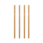Four PAPSTAR 1000 bamboo stir sticks "pure" from PAPSTAR GmbH stand vertically in a row against a white background - an eco-friendly, biodegradable alternative to conventional stir sticks.