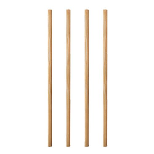 Four straight, light brown PAPSTAR 1000 stir sticks, bamboo "pure" from PAPSTAR GmbH are arranged vertically on a white background, highlighting an eco-friendly and biodegradable alternative to plastic.